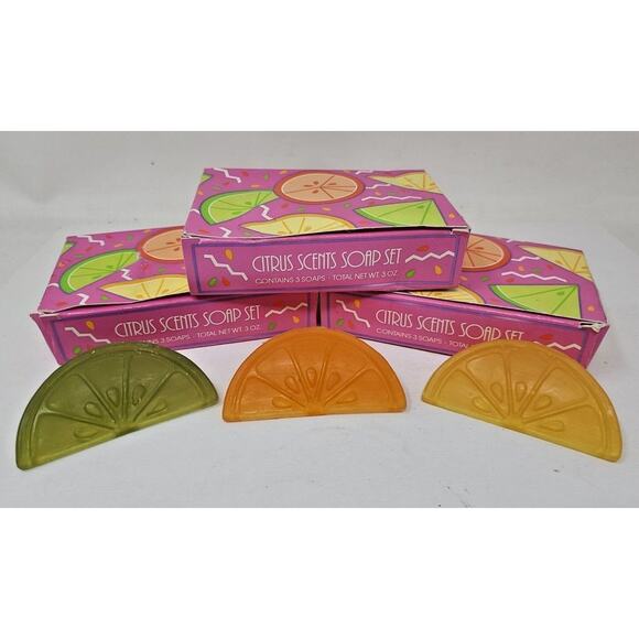 3 Boxes of 3 pc-Avon Decorative Citrus Scents Soap Set-Fruit Slice Shape NOS U95 - Picture 1 of 5